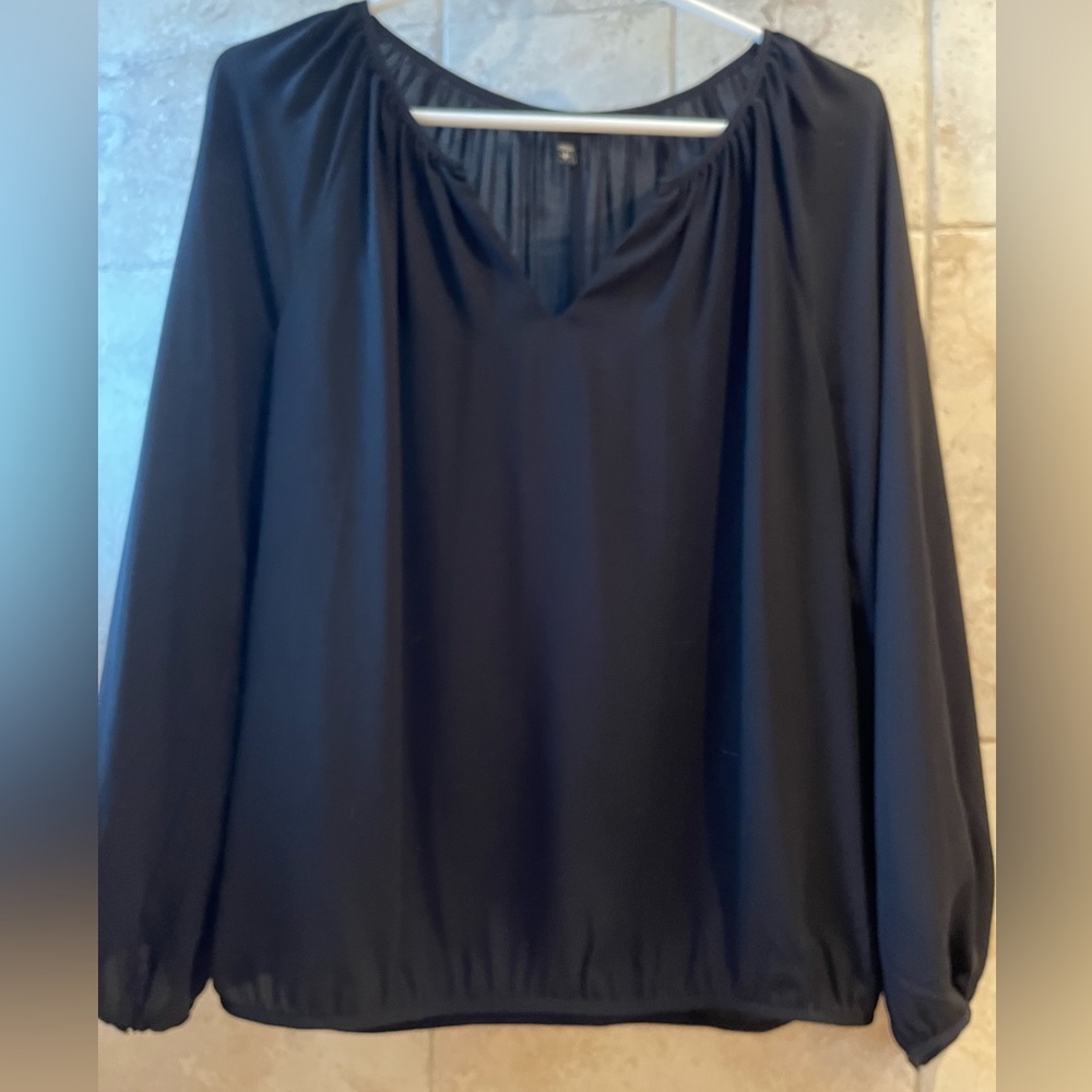 Express Navy Sheer Blouse